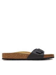 Birkenstock Klapki Madrid 0040791 Czarny. Czarne klapki damskie Birkenstock, bez wzorów, ze skóry, bez obcasa. Za 289.00 zł.