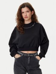 HUGO Bluza Dewita 50530446 Czarny Oversize. Czarne bluzy bez kaptura damskie Hugo, xs, z bawełny. Za 319.99 zł.