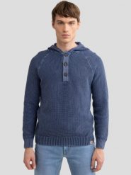 Sweter męski z kapturem granatowy Carlson 403. Niebieskie swetry męskie Big Star, l, bez wzorów, z bawełny, bez kołnierzyka. W wyprzedaży za 119.99 zł.