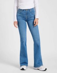 DAMSKIE SPODNIE LEE BREESE DEEP HUM 112370938. Spodnie materiałowe damskie Lee, bez wzorów, z jeansu. Za 219.99 zł.