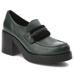 Zielone Półbuty Lemar Wygodne Skórzane Buty na Jesień. Zielone półbuty damskie Lemar, bez wzorów, ze skóry, eleganckie, bez obcasa. Za 369.00 zł.