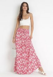 Czerwona Spódnica Maxi Bawełniana w Kwiaty Shimine. Czerwone spódniczki damskie Born2be, s, bez wzorów, z bawełny, maxi, rozkloszowane. Za 59.99 zł.