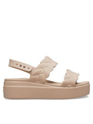 Crocs Sandały Brooklyn Woven Upper LW 209977 Beżowy. Brązowe sandały damskie Crocs, bez wzorów, z tworzywa sztucznego, bez obcasa, na płaskiej podeszwie. Za 199.99 zł.