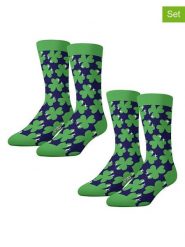 Lucky Socks Skarpety (2 pary) w kolorze zielono-granatowym rozmiar: 36-40. Niebieskie skarpetki męskie Lucky Socks, bez wzorów, prążkowane. Za 35.02 zł.