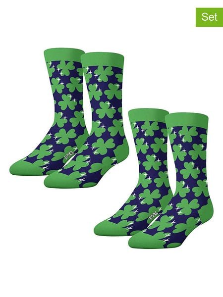 Lucky Socks Skarpety (2 pary) w kolorze zielono-granatowym rozmiar: 36-40. Niebieskie skarpetki męskie Lucky Socks, bez wzorów, prążkowane. Za 35.02 zł.