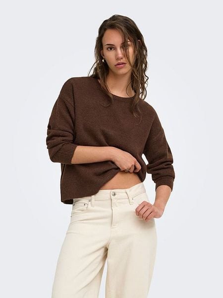 ONLY Sweter w kolorze brązowym rozmiar: L. Brązowe swetry klasyczne damskie Only, l, z wełny, bez kołnierzyka. Za 104.95 zł.
