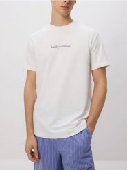 T-shirt comfort z nadrukiem - złamana biel. T-shirty męskie Reserved, l, bez wzorów, z bawełny, bez kołnierzyka. Za 69.99 zł.