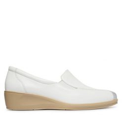 Półbuty Caprice. Białe półbuty damskie Caprice, bez wzorów, bez obcasa, na koturnie. Za 339.99 zł.