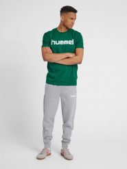 Koszulka sportowa z krótkim rękawem męska Hummel Cotton Logo. Zielone t-shirty sportowe męskie HUMMEL, m, z bawełny, bez ramiączek, do piłki nożnej. Za 39.69 zł.