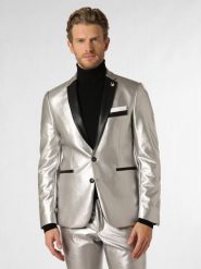 Finshley & Harding London marynarka od garnituru modułowego Mężczyźni Slim Fit srebrny, 46. Szare marynarki męskie Finshley & Harding London, bez wzorów, ze skóry. Za 299.95 zł.