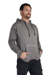 Bluza miękka z bawełna z kaptur na co dzień. Szare bluzy sportowe męskie LEONE 1947 APPAREL, xl, z bawełny. Za 168.36 zł.