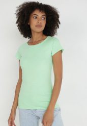 Jasnozielony T-shirt Perirea. Zielone t-shirty damskie Born2be, l, bez wzorów, z dzianiny, bez kołnierzyka. Za 24.99 zł.