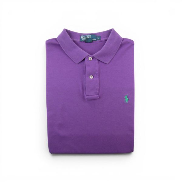Second life - Koszulka polo męska Polo Ralph Lauren W30 - Jak nowy. Fioletowe koszulki polo męskie Ralph Lauren, l, bez wzorów, z materiału, bez ramiączek. Za 127.76 zł.