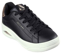 Buty Skechers Uno Court czarne wygodne sneakersy. Czarne buty sportowe na co dzień damskie Skechers, bez wzorów, z materiału. Za 382.60 zł.