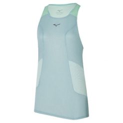 Damski tank top Mizuno Dryaeroflow. Niebieskie topy damskie Mizuno, bez wzorów, bez kołnierzyka. Za 119.99 zł.