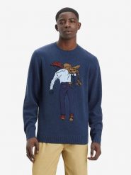 Levi´s Wełniany sweter w kolorze niebieskim rozmiar: S. Niebieskie swetry męskie s, bez wzorów, z wełny, bez kołnierzyka. Za 126.75 zł.