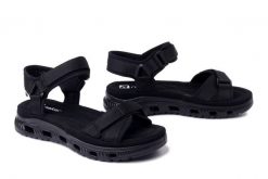 RIEKER 64052-00 black, sandały damskie. Czarne sandały damskie Rieker, bez wzorów, bez obcasa. Za 349.90 zł.