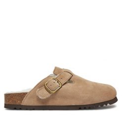 Klapki Scholl. Brązowe klapki damskie Scholl, bez wzorów, bez obcasa. Za 349.99 zł.