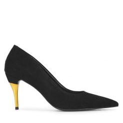 Szpilki GINO ROSSI. Czarne szpilki Gino Rossi, bez wzorów, bez obcasa. Za 349.99 zł.