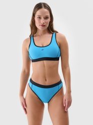 4F Dół od bikini damski - niebieski XS. Niebieskie bikini damskie 4f, bez wzorów. W wyprzedaży za 29.99 zł.