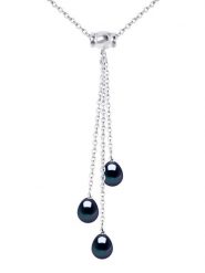 Mitzuko Srebrny naszyjnik "Talisman" z perłą - dł. 42 cm rozmiar: onesize. Czarne naszyjniki damskie Mitzuko, srebrne. Za 304.99 zł.