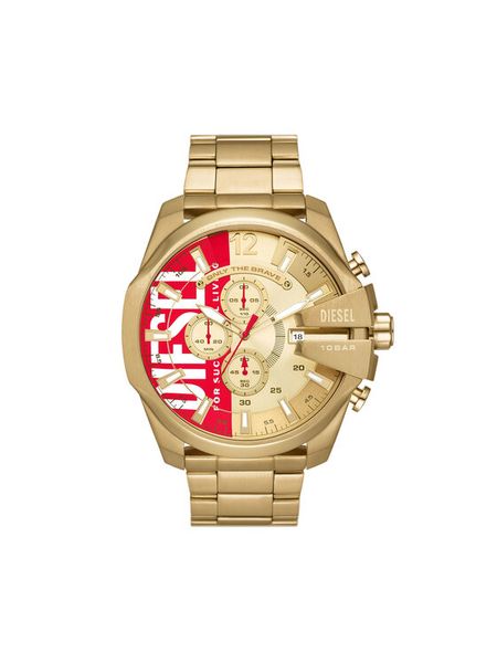 Diesel Zegarek Mega Chief DZ4642 Złoty. Żółte zegarki męskie Diesel, złote. Za 1,159.00 zł.