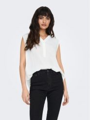 ONLY Bluzka 15213420 Biały Regular Fit. Białe bluzki damskie Only, bez wzorów, z wiskozy, bez ramiączek. Za 49.99 zł.