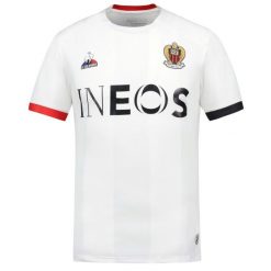 Koszulka OGC Nice Le Coq Sportif Mężczyźni 23/24. Białe t-shirty sportowe męskie Le Coq Sportif, m, z materiału, bez ramiączek, do piłki nożnej. Za 356.40 zł.