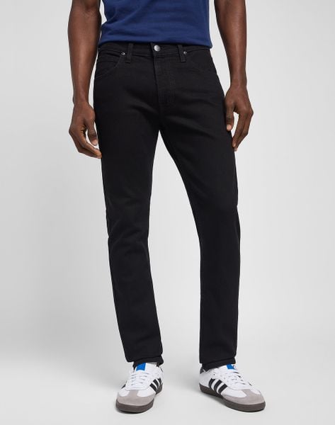 MĘSKIE SPODNIE LEE LUKE BLACK RINSE 112119254. Czarne spodnie materiałowe męskie Lee, bez wzorów, z jeansu. Za 219.99 zł.