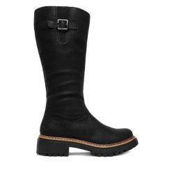 Kozaki Rieker. Czarne kozaki damskie Rieker, bez obcasa, na płaskiej podeszwie. Za 399.99 zł.