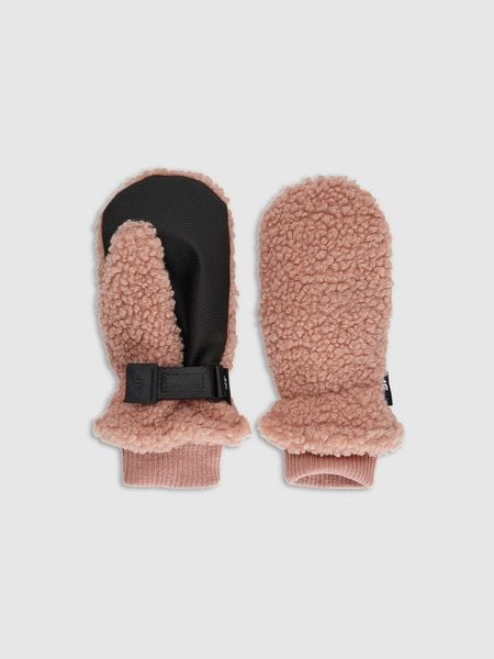 4F Rękawiczki z jednym palcem dziecięce - różowe S/M. Czerwone rękawiczki dziecięce 4f, z syntetyku, bez ramiączek. Za 49.99 zł.