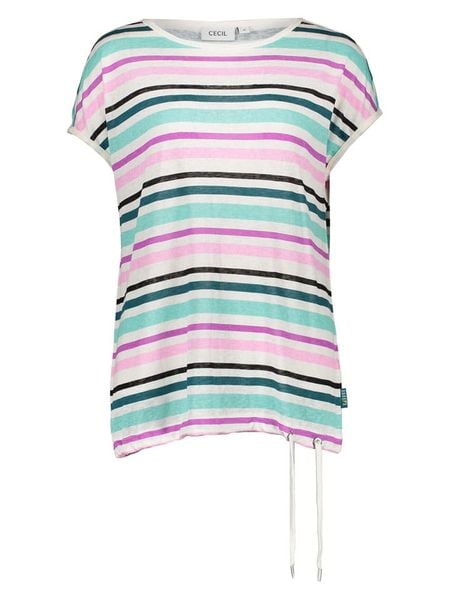 Cecil Koszulka w kolorze białym ze wzorem rozmiar: XL. Białe bluzki damskie Cecil, xl, bez wzorów, bez kołnierzyka, bez ramiączek. Za 148.26 zł.