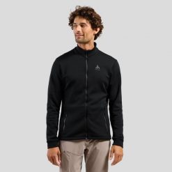 Bluza narciarska męska rozpinana z półgolfem Odlo BERRA. Szare bluzy sportowe męskie Odlo, bez wzorów, z elastanu, sportowe, bez kołnierzyka, bez ramiączek. Za 512.99 zł.