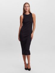 Vero Moda Sukienka "Lavender" w kolorze czarnym rozmiar: L. Czarne sukienki damskie Vero Moda, l, bez wzorów, prążkowane, bez kołnierzyka, bez ramiączek, maxi. Za 96.60 zł.
