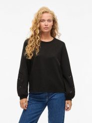 Vila Bluza "Sandy" w kolorze czarnym rozmiar: M. Czarne bluzy bez kaptura damskie Vila, m, z materiału. Za 154.95 zł.