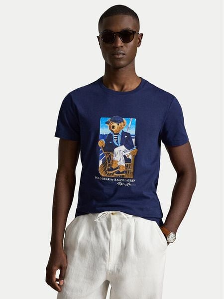 Polo Ralph Lauren T-Shirt 710B21964001 Granatowy Regular Fit. Niebieskie koszulki polo męskie Polo Ralph Lauren, m, bez wzorów, z bawełny, bez ramiączek. Za 689.99 zł.