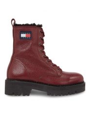 Tommy Jeans Trzewiki Tjw Urban Tumbled Ltr Wl EN0EN02317 Bordowy. Czerwone botki damskie Tommy Jeans, z jeansu, bez obcasa, na płaskiej podeszwie, bez zapięcia. Za 719.99 zł.