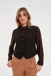 Elegancka kamizelka czarna. Czarne kamizelki damskie MOODO, l, z elastanu. Za 119.99 zł.