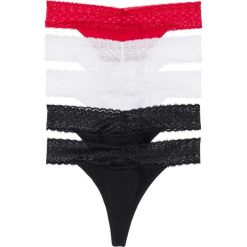 Stringi z koronką (5 par). Czarne stringi damskie bonprix, bez wzorów, z koronki. Za 62.99 zł.