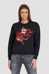 KARL LAGERFELD Czarna bluza ikonik lny. Czarne bluzy bez kaptura damskie Karl Lagerfeld, xs. W wyprzedaży za 599.99 zł.
