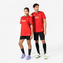Koszulka piłkarska dla kibiców Portugalia 2026. Czerwone t-shirty damskie KIPSTA, xl, z materiału, bez ramiączek, do piłki nożnej. Za 44.99 zł.