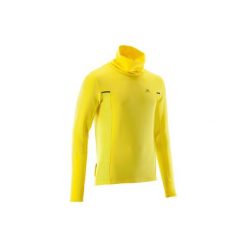 Bluza do biegania męska RUN WARM+ żółta. Żółte bluzy bez kaptura męskie KALENJI, l, z elastanu. Za 79.99 zł.