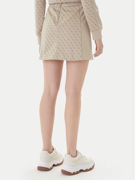 Guess Spódnica dresowa V6RD04 K2042 Beżowy Classic Fit. Brązowe spódniczki damskie Guess, l, z aplikacjami, z dresówki, mini. Za 349.99 zł.