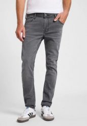 MESKIE SPODNIE LEE MALONE GREY DARKNESS 112365748. Szare spodnie materiałowe męskie Lee, bez wzorów, z jeansu. Za 219.99 zł.