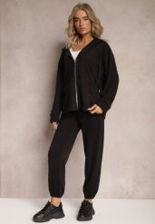 Czarny Komplet Dresowy z Bluzą i Spodniami Deparisa. Czarne bluzy z kapturem damskie Renee, m, bez wzorów, z dresówki. Za 79.99 zł.