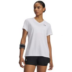 Koszulka fitness damska Under Armour. Bluzki sportowe damskie Under Armour, l, z materiału, bez kołnierzyka, bez ramiączek. Za 129.99 zł.