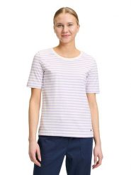 BETTY & CO Koszulka w kolorze biało-fioletowym rozmiar: XL. Białe bluzki damskie Betty & Co., xl, bez wzorów, bez kołnierzyka, bez ramiączek. Za 119.95 zł.