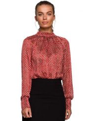 Stylove Bluzka w kolorze czerwonym ze wzorem rozmiar: L. Czerwone bluzki damskie Stylove, l, bez wzorów, bez kołnierzyka, bez ramiączek. Za 200.60 zł.