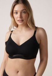 Czarny Biustonosz z Usztywnianymi Miseczkami i Transparentną Wstawką Zeriga. Czarne biustonosze Born2be, bez wzorów. Za 29.99 zł.