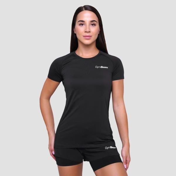 Koszulka damska do biegania oddychająca czarna Pulse. Czarne topy sportowe damskie GYMBEAM, xl, bez wzorów, z elastanu, bez ramiączek. Za 63.90 zł.